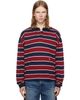 Rhude Rhude Red & Navy Fontaine Striped Long Sleeve Polo - 1