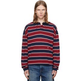 Rhude Rhude Red & Navy Fontaine Striped Long Sleeve Polo