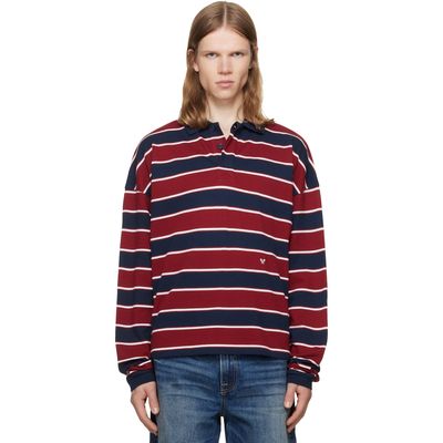 Rhude Rhude Red & Navy Fontaine Striped Long Sleeve Polo