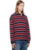 Rhude Rhude Red & Navy Fontaine Striped Long Sleeve Polo - 2