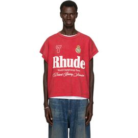 Rhude Rhude Red 'Desert Racing' Cut-Off T-shirt