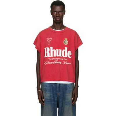 Rhude Rhude Red 'Desert Racing' Cut-Off T-shirt