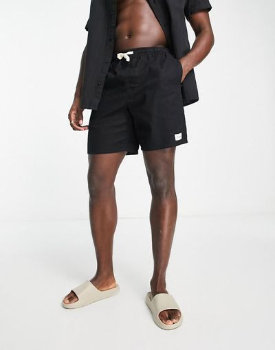Rhythm Rhythm classic linen beach short in black