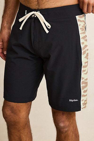 Rhythm Rhythm Leo Camo Swim Trunks in Black, Men's at Urban Outfitters
