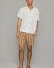 Rhythm Rhythm Linen-Blend Whip Stitch Short Sleeve Shir Top in White, Men's at Urban Outfitters - 5