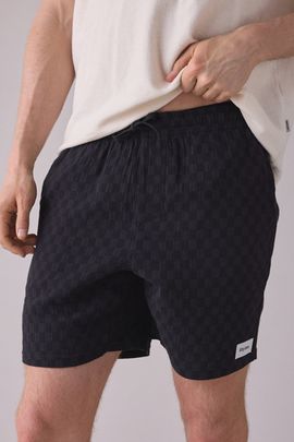 Rhythm Rhythm Merge Check Jam Shorts in Black, Men's at Urban Outfitters