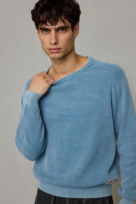 Rhythm Rhythm Polu Knit Crew Neck Sweater in Light Blue, Men's at Urban Outfitters