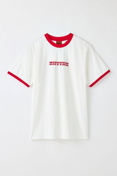 Rhythm Rhythm Rose Graphic Ringer Tee in White, Men's at Urban Outfitters