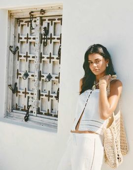 Rhythm Rhythm scallop trim cami top in white