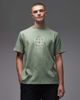 Rhythm Rhythm T-shirt in vintage wash with front print in sage-Green - 1