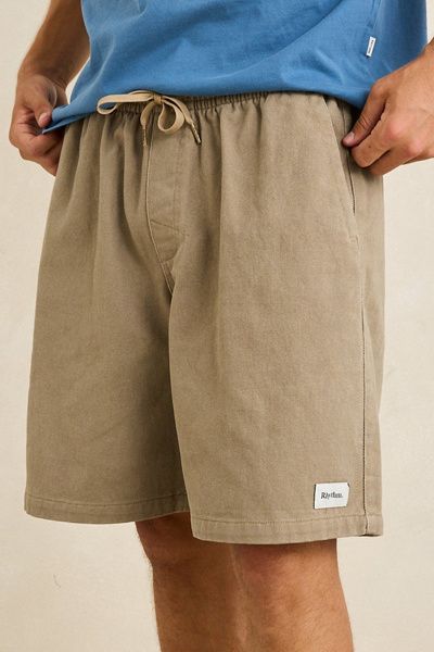 Rhythm Rhythm Twill Work Jam Shorts in Tan, Men's at Urban Outfitters