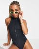 Rhythm Rhythm zip front swimsuit in black - 1
