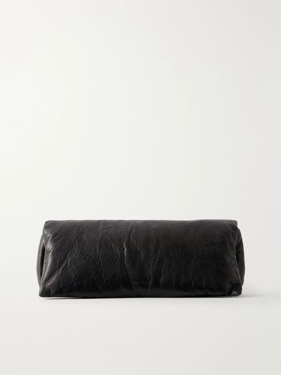 RICK OWENS Baguette logo-debossed crinkled leather clutch