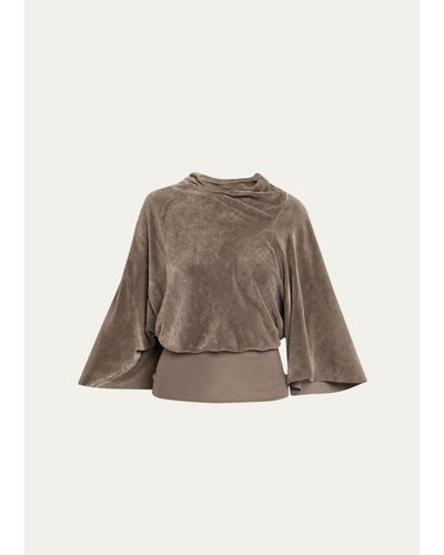 Rick Owens Cylinder Velvet Crêpe Flare-Sleeve Top