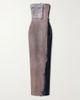RICK OWENS Distressed paneled stretch-denim maxi dress - 1