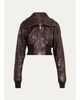 Rick Owens Dracuflight Leather Zip-Up Bomber Jacket - 1