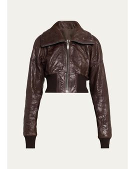 Rick Owens Dracuflight Leather Zip-Up Bomber Jacket