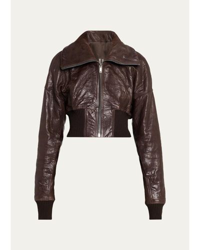 Rick Owens Dracuflight Leather Zip-Up Bomber Jacket