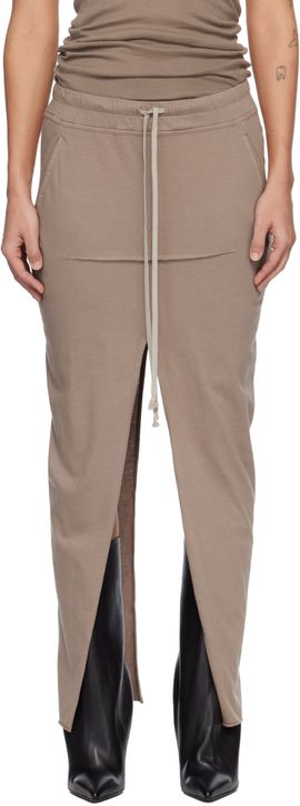 Rick Owens DRKSHDW Rick Owens DRKSHDW Beige Temple Pull On Sliced Pillar Maxi Skirt