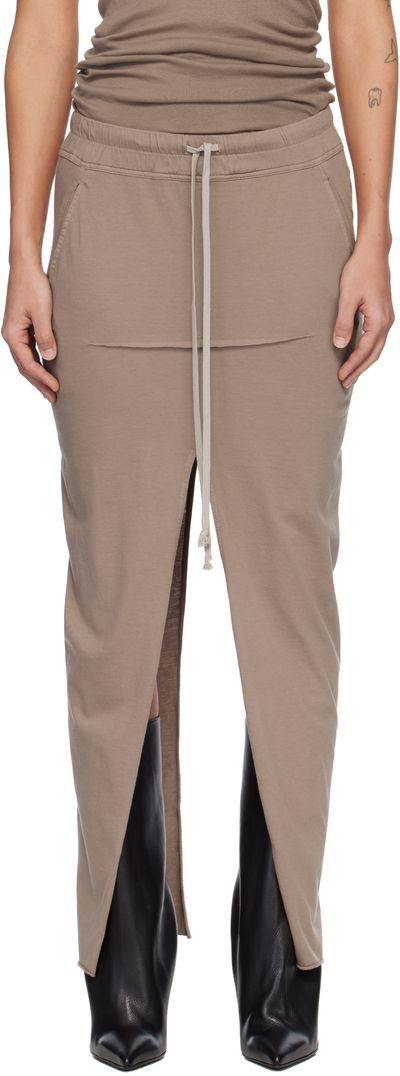 Rick Owens DRKSHDW Rick Owens DRKSHDW Beige Temple Pull On Sliced Pillar Maxi Skirt