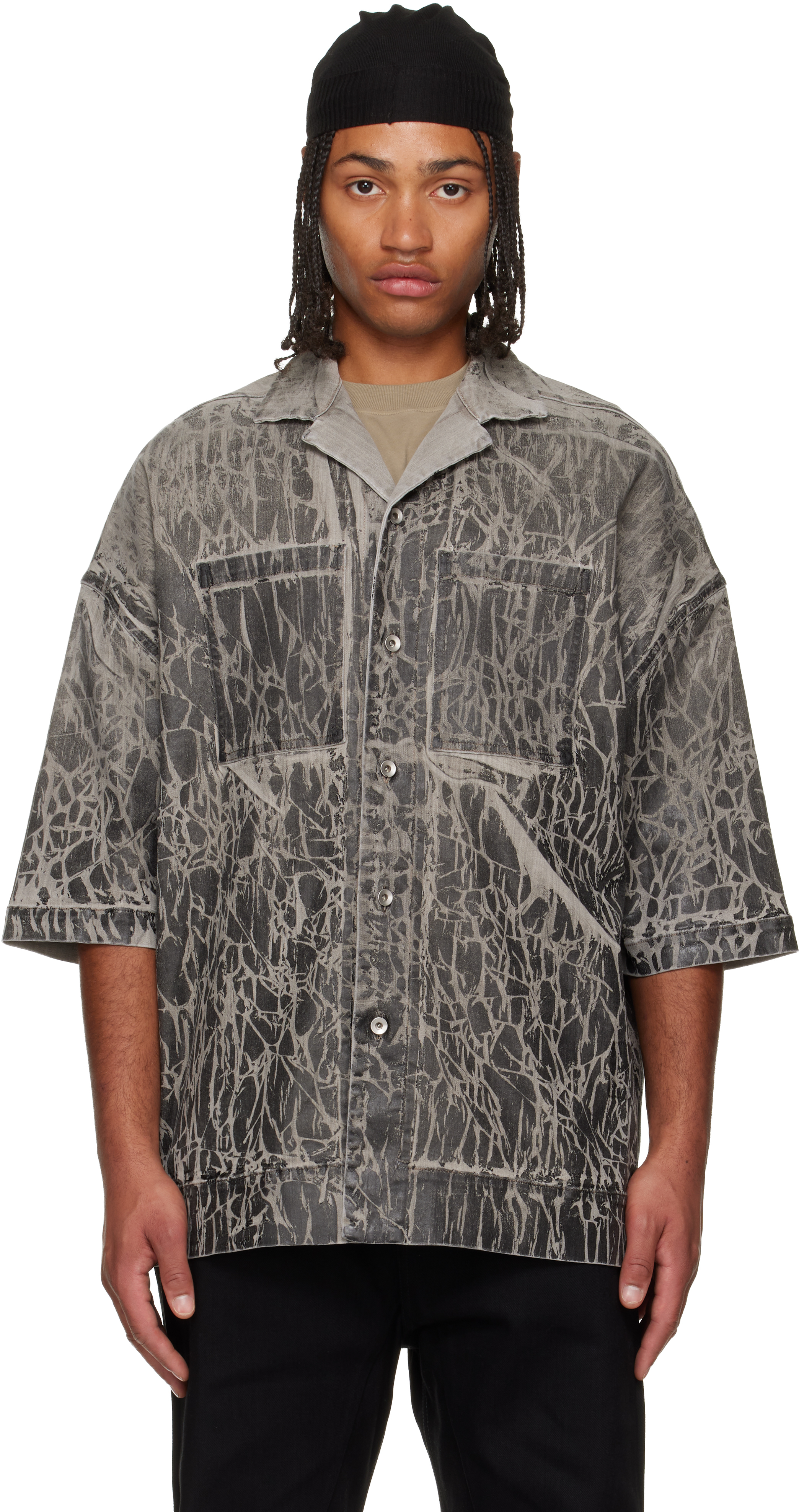 トップス Rick Owens DRKSHDW MAGNUM  SHIRT S Rick Owens DRKSHDW - Black Concordians Magnum Tommy Denim Shirt
