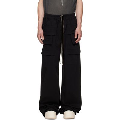 Rick Owens DRKSHDW Rick Owens DRKSHDW Black Tower Creatch Wide Cargo Drawstring Pants