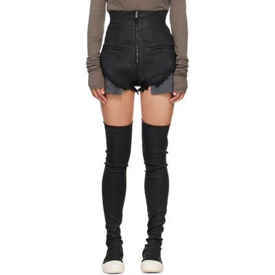 Rick Owens DRKSHDW Rick Owens DRKSHDW Black Tower Dirt Cutoff Denim Shorts