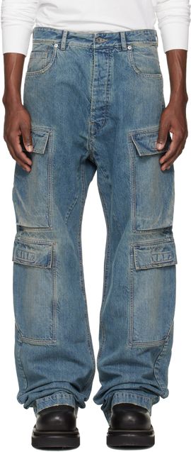 Rick Owens DRKSHDW Rick Owens DRKSHDW Blue Temple Double Denim Cargo Pants