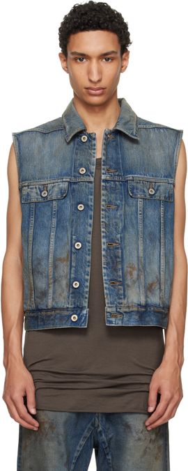 Rick Owens DRKSHDW Rick Owens DRKSHDW Blue Temple SL Denim Trucker Vest
