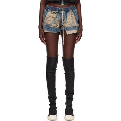 Rick Owens DRKSHDW Rick Owens DRKSHDW Blue Tower Fog Boxers Denim Shorts