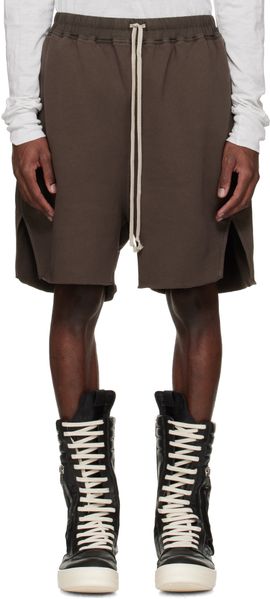 Rick Owens DRKSHDW Rick Owens DRKSHDW Brown Temple Long Boxers Butt Zip Shorts