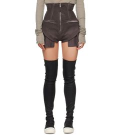Rick Owens DRKSHDW Rick Owens DRKSHDW Burgundy Tower Dirt Cutoff Denim Shorts