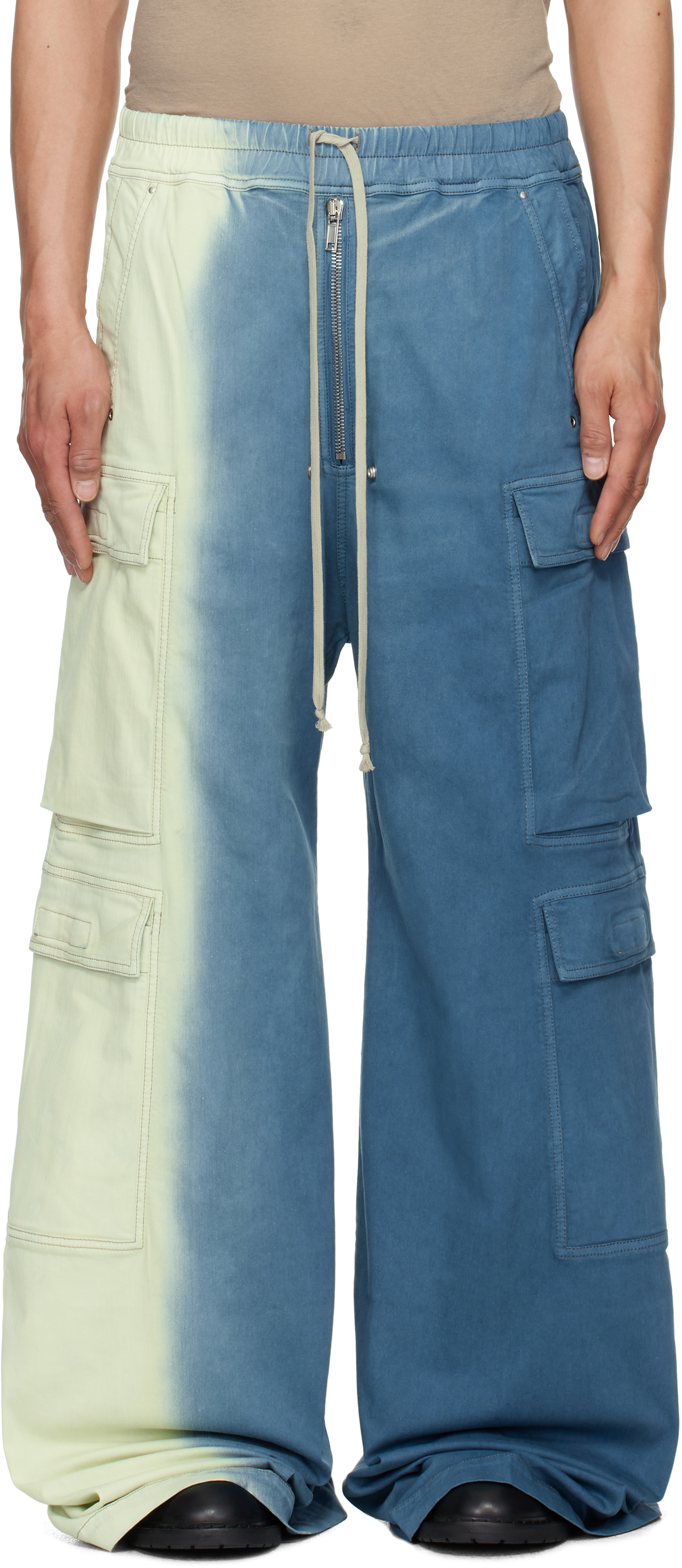 Rick Owens DRKSHDW - Off-White & Blue Hollywood Double Cargo Jumbo