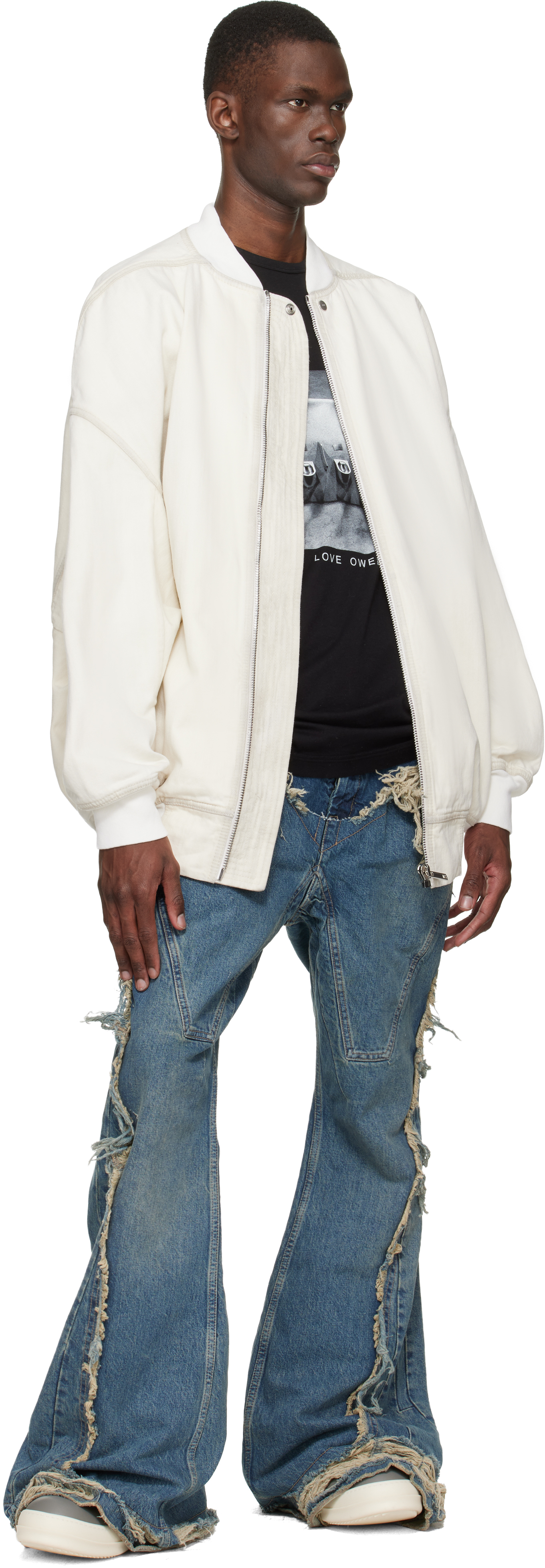 Rick Owens DRKSHDW - Off-White Temple Jumbo Denim Flight Jacket
