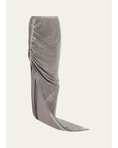 Rick Owens Edfu Ruched Velvet Maxi Skirt