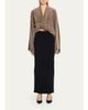 Rick Owens Flare-Sleeve Twisted Velvet Crop Top - 2
