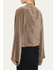 Rick Owens Flare-Sleeve Twisted Velvet Crop Top - 3