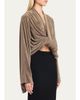 Rick Owens Flare-Sleeve Twisted Velvet Crop Top - 4