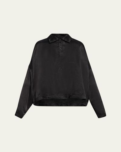 Rick Owens Jumbo Tabard Long-Sleeve Satin Crop Top