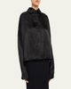 Rick Owens Jumbo Tabard Long-Sleeve Satin Crop Top - 4