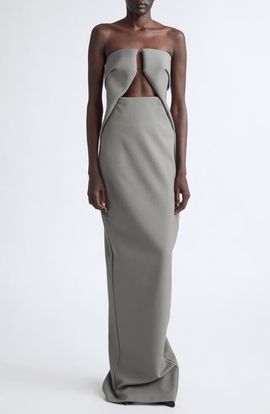Rick Owens Rick Owens Abito Prong Cutout Strapless Wool Blend Gown