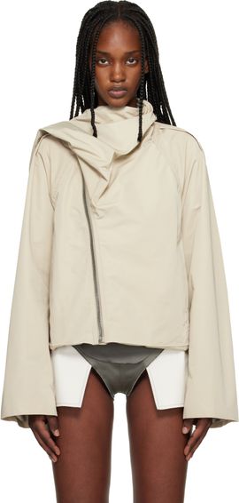 Rick Owens Rick Owens Beige Temple Cropped Scarf Flight Jacket