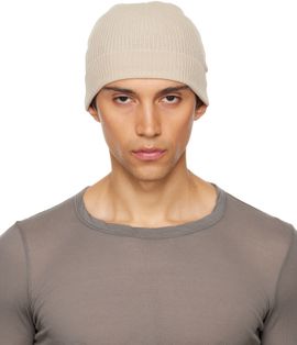 Rick Owens Rick Owens Beige Temple Ribbed Beanie