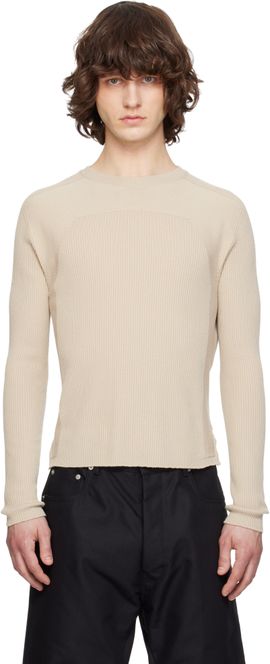 Rick Owens Rick Owens Beige Temple Ribbed Geo Sweater