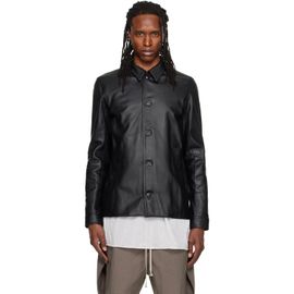 Rick Owens Rick Owens Black Buttoned Brad Leather Jacket