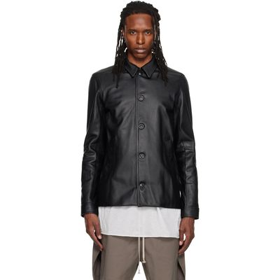 Rick Owens Rick Owens Black Buttoned Brad Leather Jacket