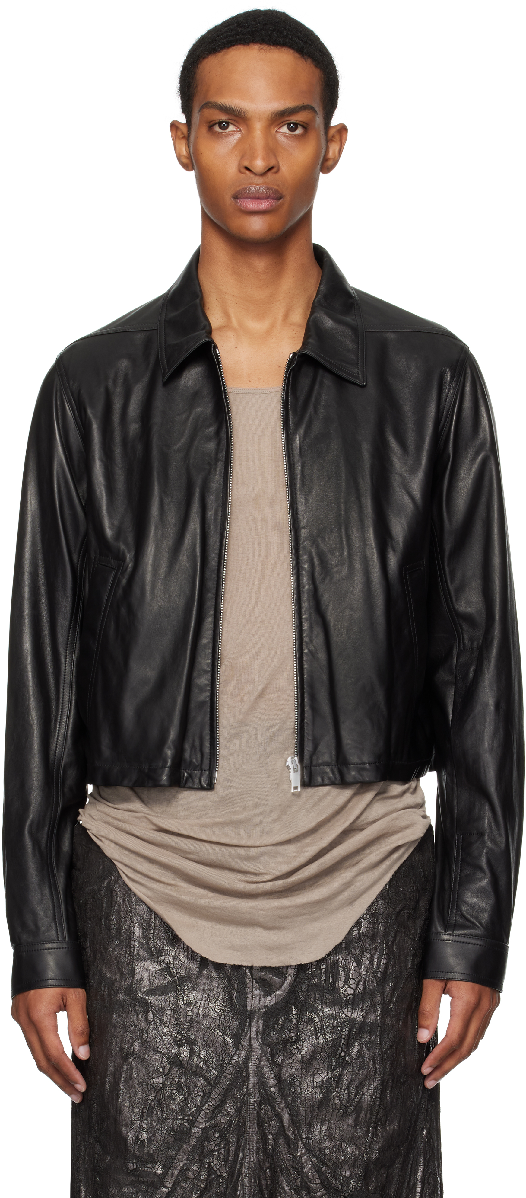 Rick Owens - Black Concordians Alice Brad Leather Jacket