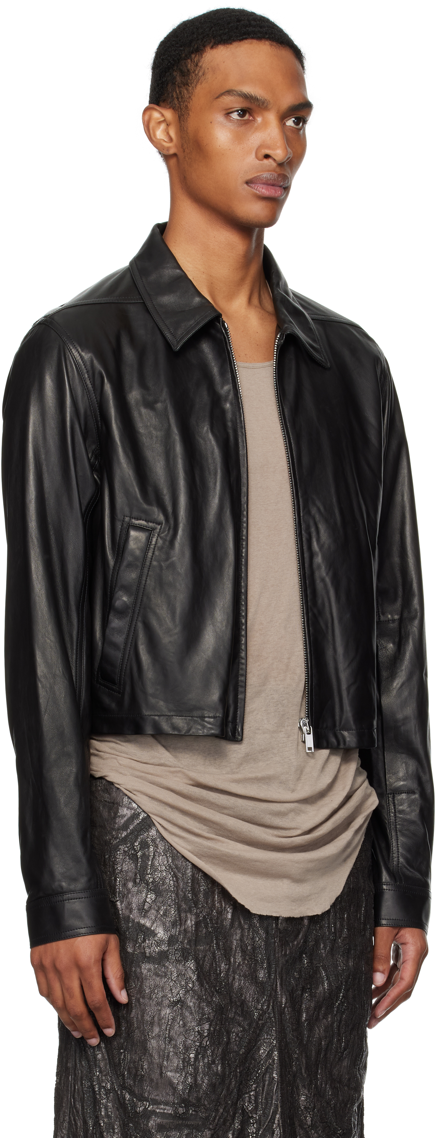 Rick Owens - Black Concordians Alice Brad Leather Jacket
