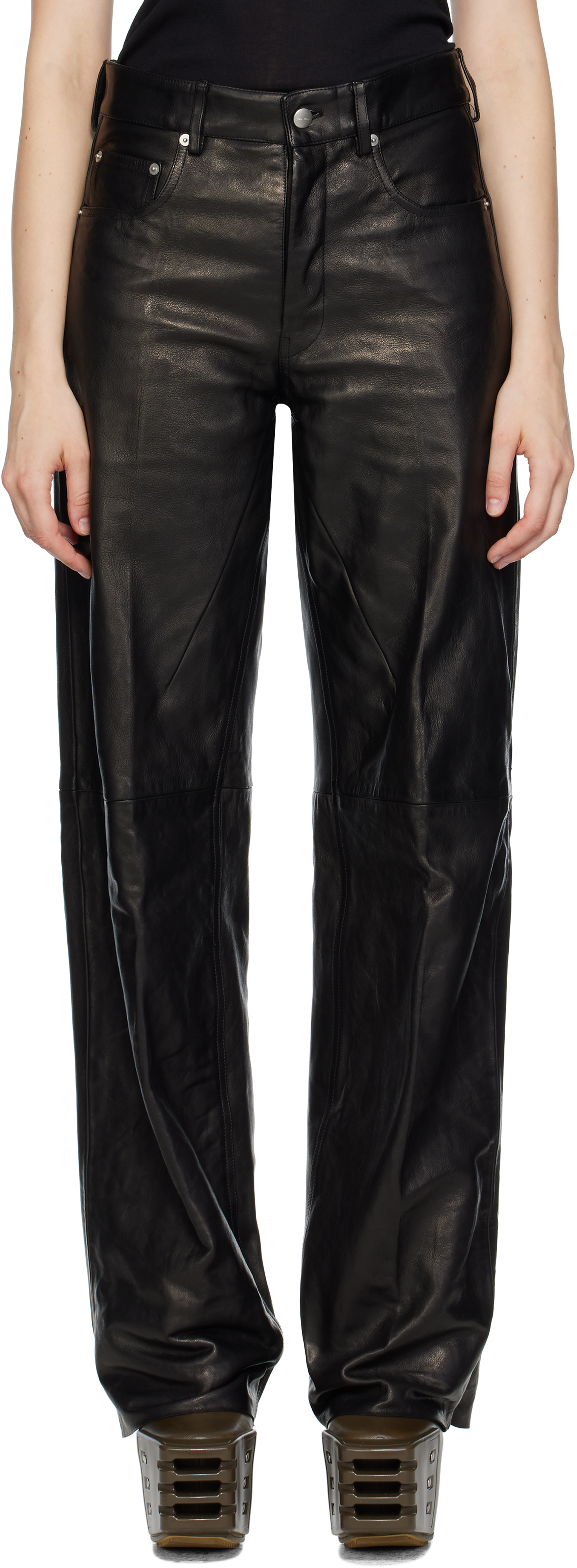 Rick Owens - Black Concordians Geth Leather Pants