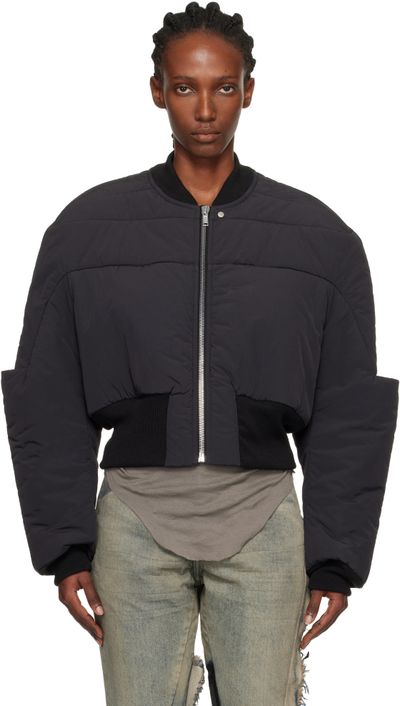 Rick Owens Rick Owens Black Concordians Girdered Cropped Bomber Down Jacket